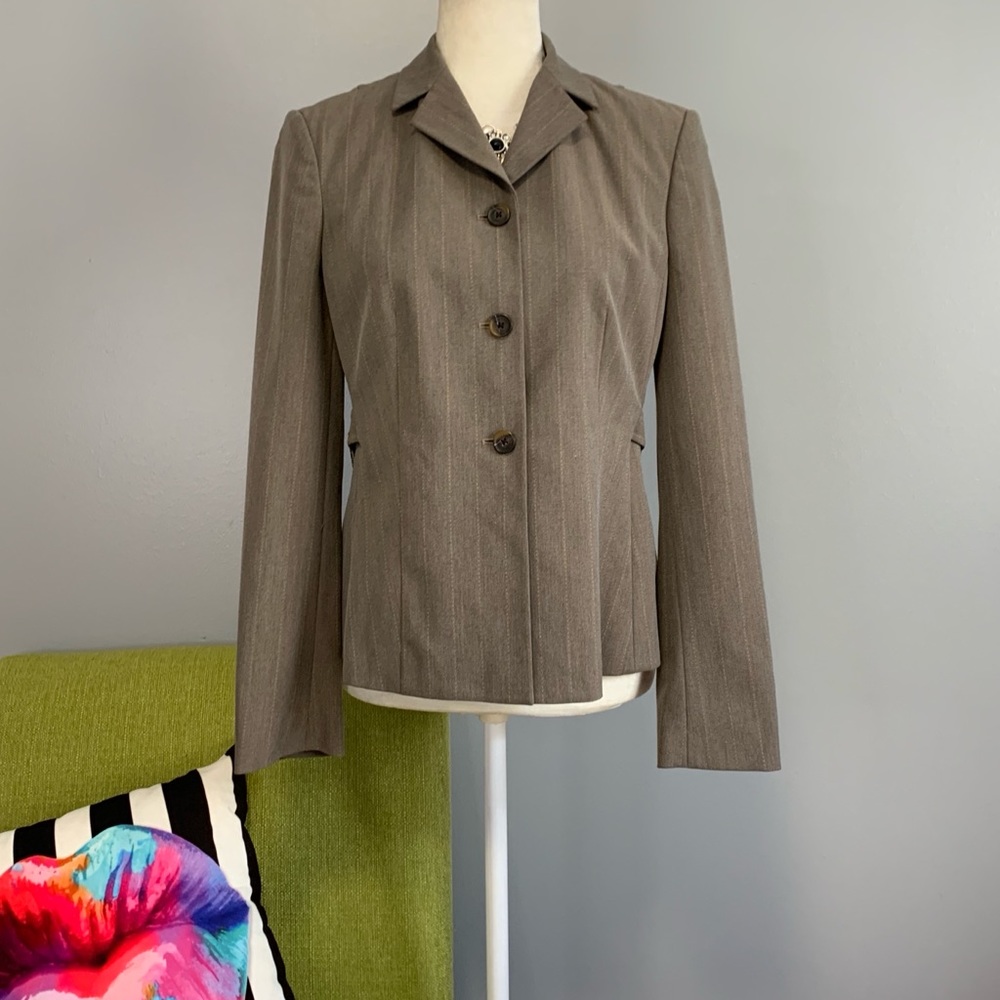 Michael Kors MK Tan Pinstripe Blazer Jacket